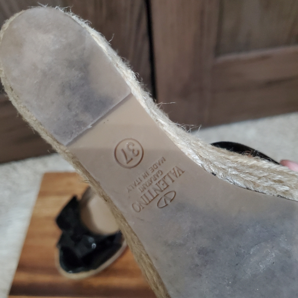 Valentino Black Espadrille Wedge Sandals - Picture 4 of 6